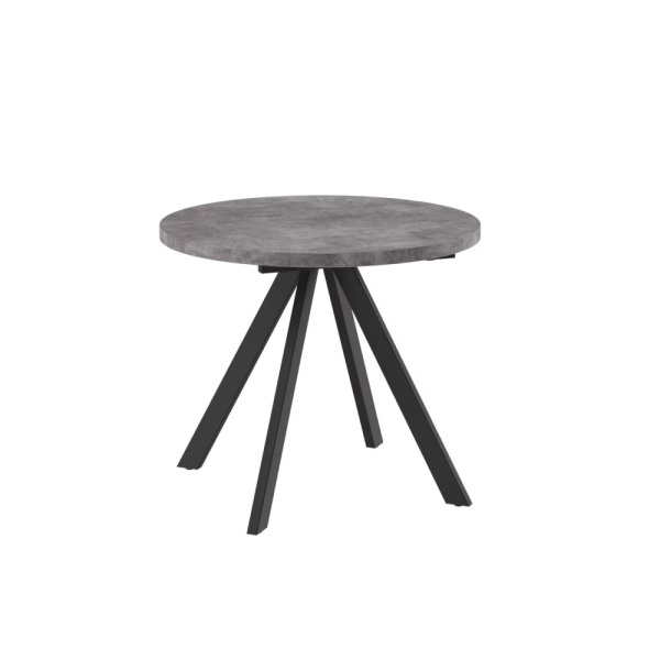 Стол RONDO-90, круглый раздвижной 90(125), ДЫМЧАТАЯ КЕРАМИКА/ЧЕРНЫЙ